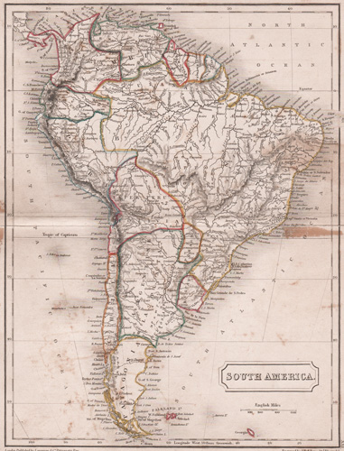 south america antique map 1844